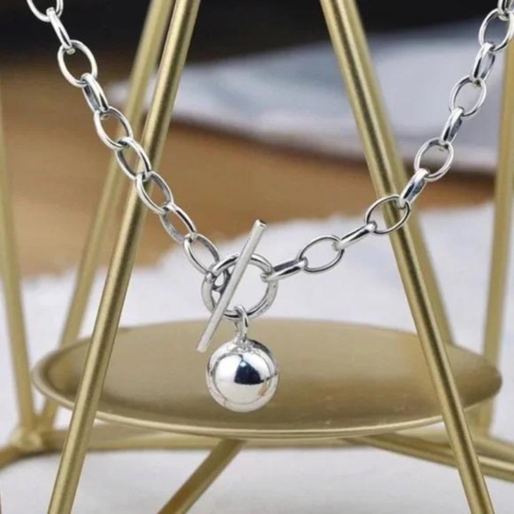 “18” ROUND BEAD 925 STERLING SILVER NECKLACE, NICE NECKLACE, CUTE NECKLACE - Picture 5 of 6